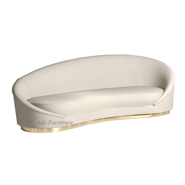 Sofa băng cong trắng đế inox SB008