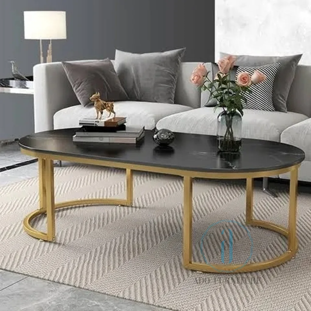 Bàn sofa oval chân sắt