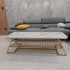 Bàn sofa chữ nhật mạ vàng