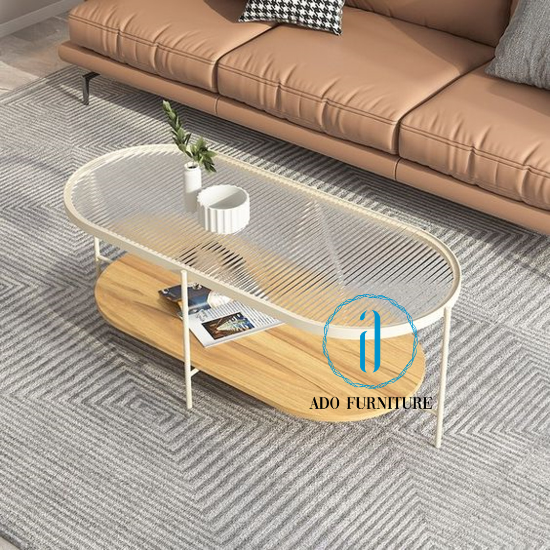 Bàn sofa/ bàn trà chân sắt mặt kính